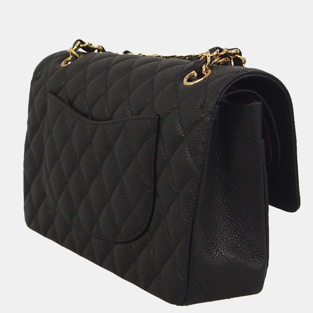

Chanel Black Caviar Leather Double Flap Chain Shoulder Bag