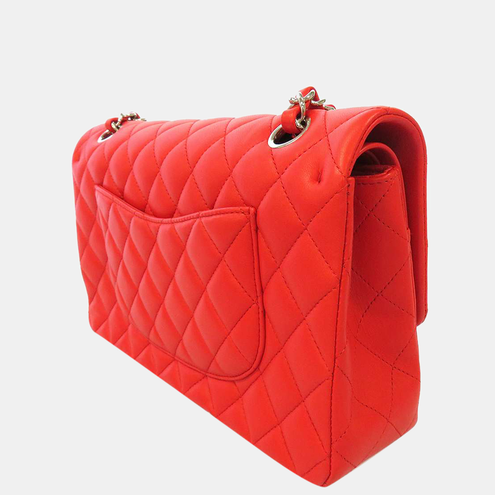 

Chanel Red Lambskin Leather Classic Double Flap Chain Shoulder Bag
