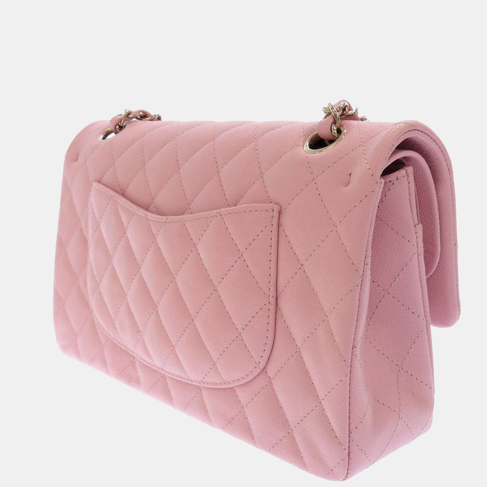 

Chanel Pink Caviar Leather Classic Double Flap Shoulder Bag