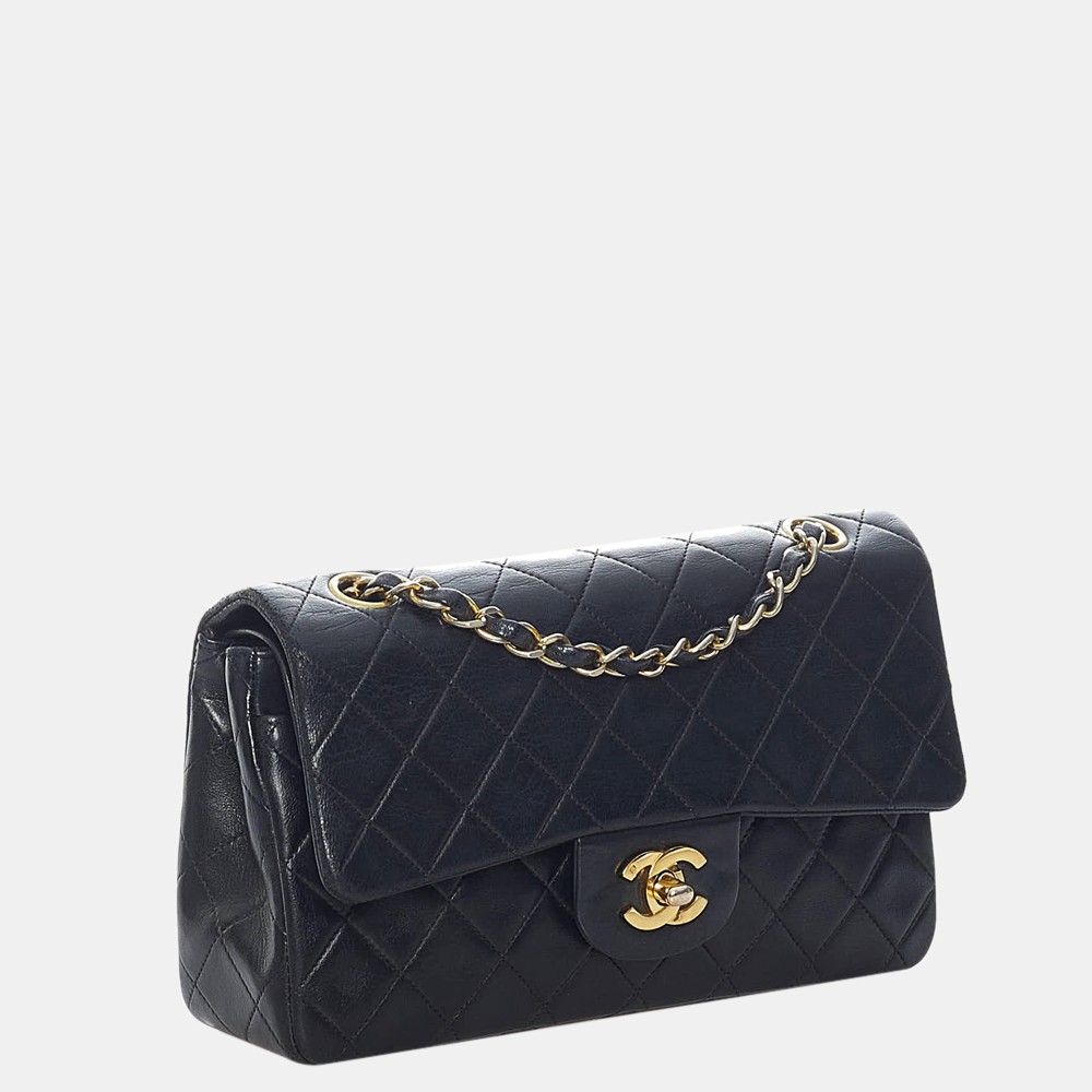 

Chanel Black Small Classic Lambskin Leather Double Flap Bag