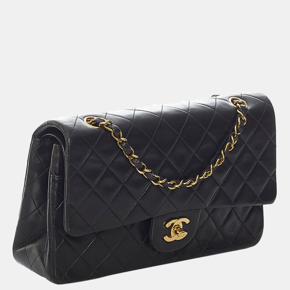 

Chanel Black Small Classic Lambskin Leather Double Flap Bag