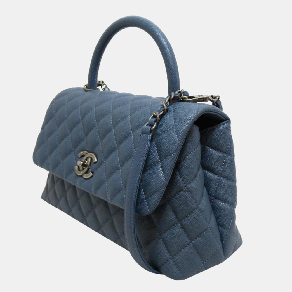 

Chanel Blue Caviar Leather Coco Top Handle Bag
