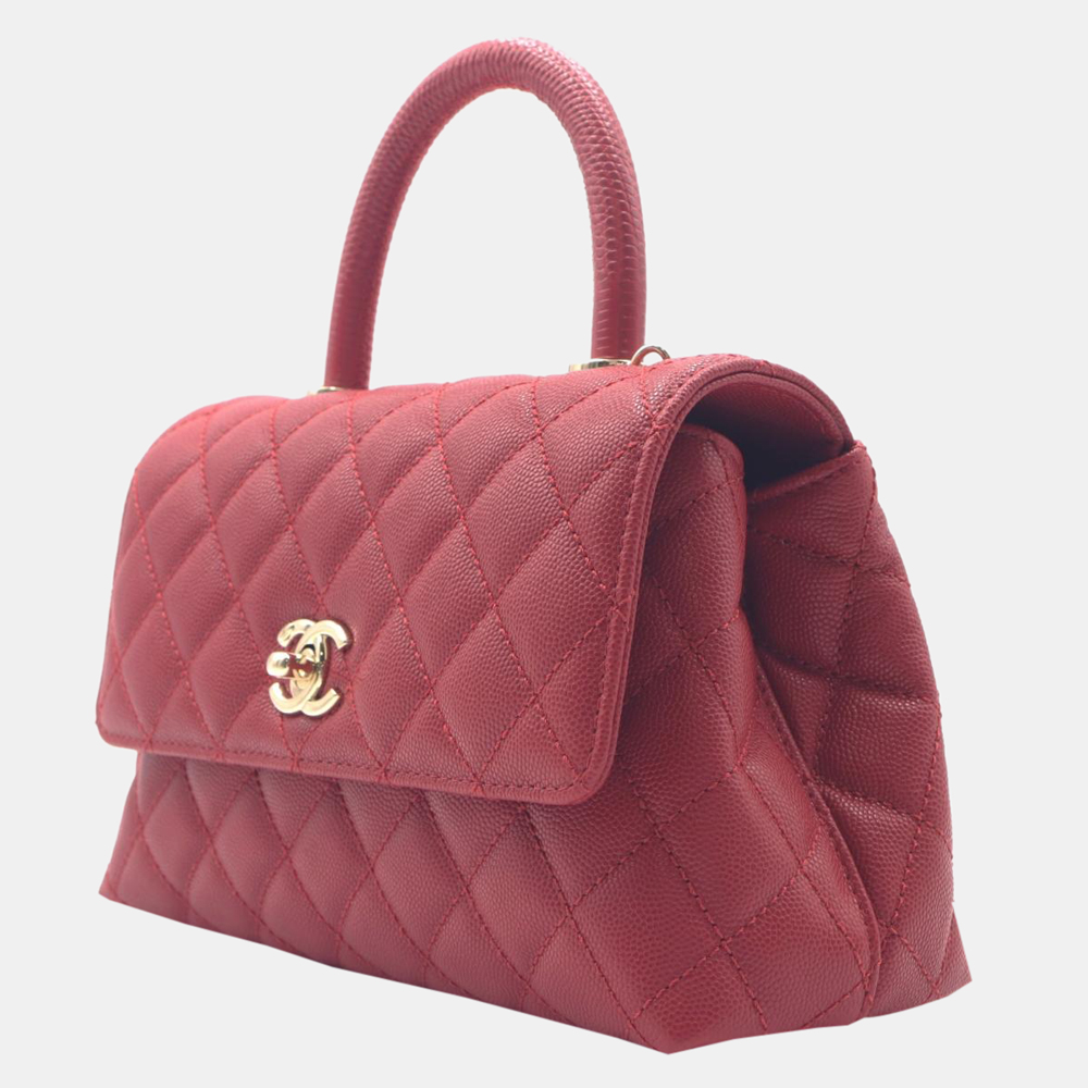 

Chanel Red Caviar Leather Coco Handle Flap Shoulder Bag