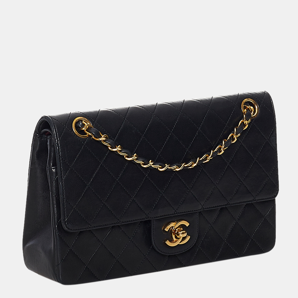 

Chanel Black Matelasse Lambskin Leather Double Flap Bag