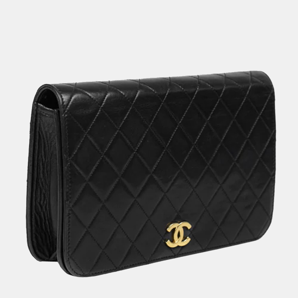 

Chanel Black Lambskin Leather Vintage Single Flap Bag