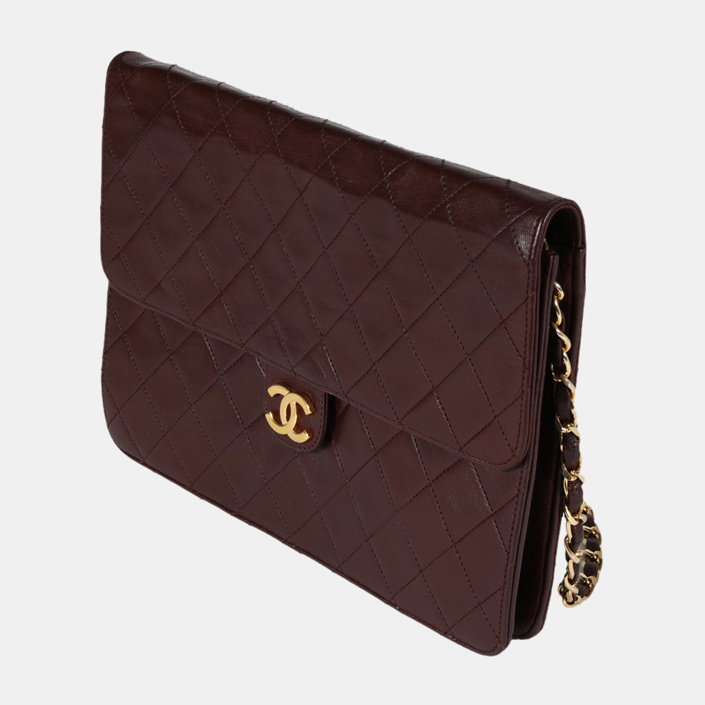 

Chanel Vintage Burgundy Quilted Lambskin Leather Single Flap Bag