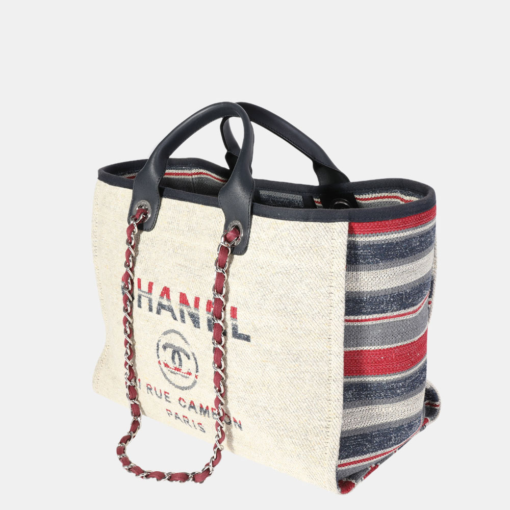 

Chanel Paris-Hamburg Multicolor Striped Wool large Deauville Tote Bag