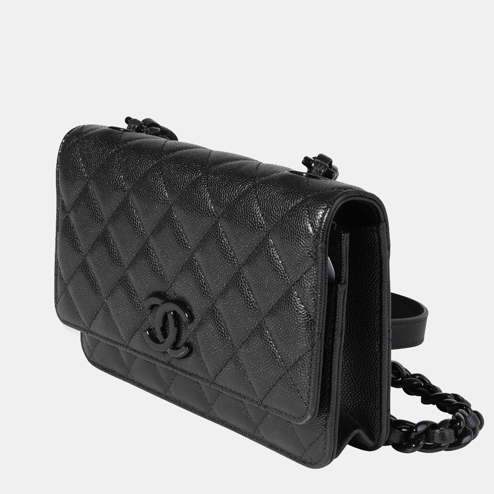 

Chanel Black Caviar Leather My Everything So Black Chain Wallet