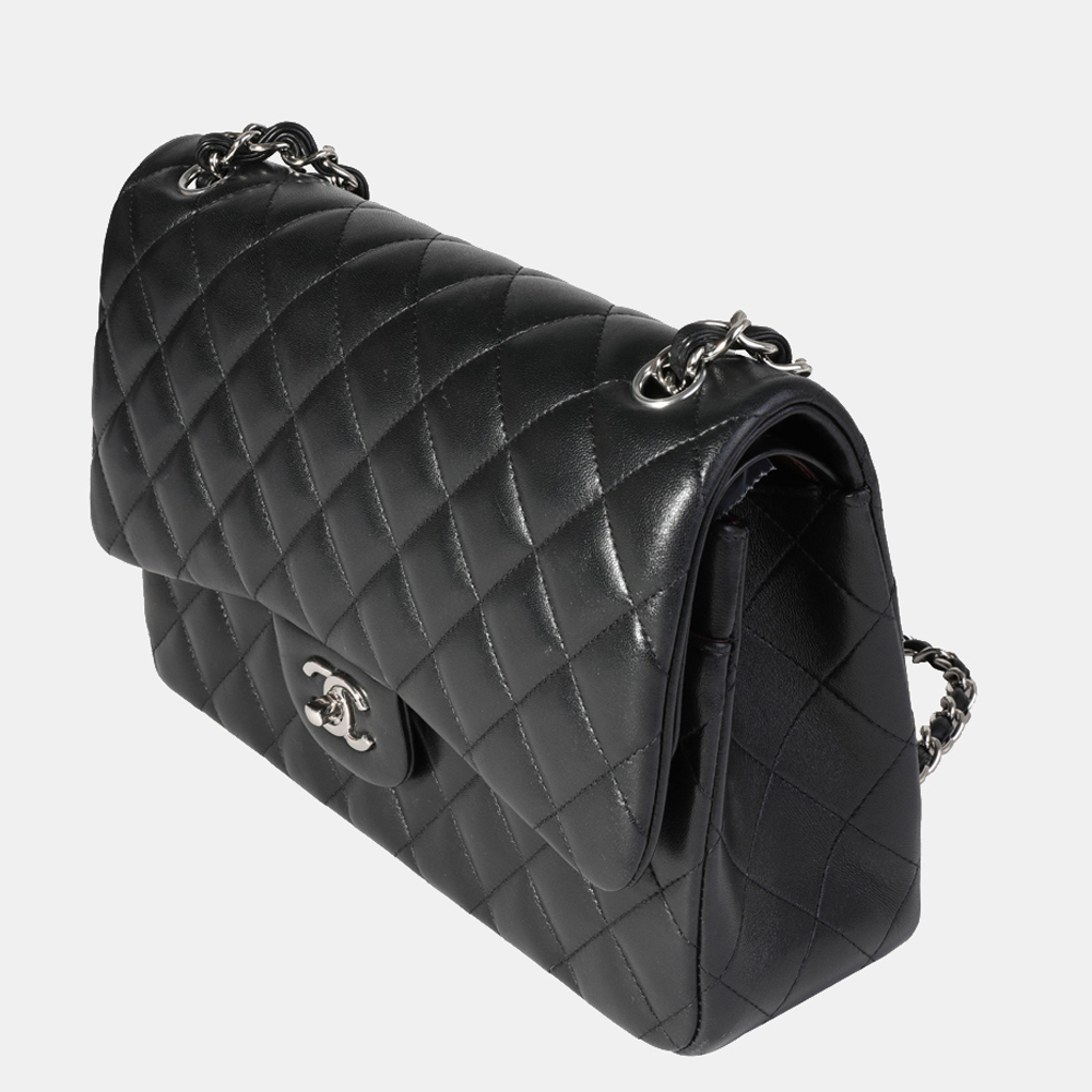 

Chanel Black Quilted Lambskin Leather Jumbo Classic Double Flap Shoulder Bag