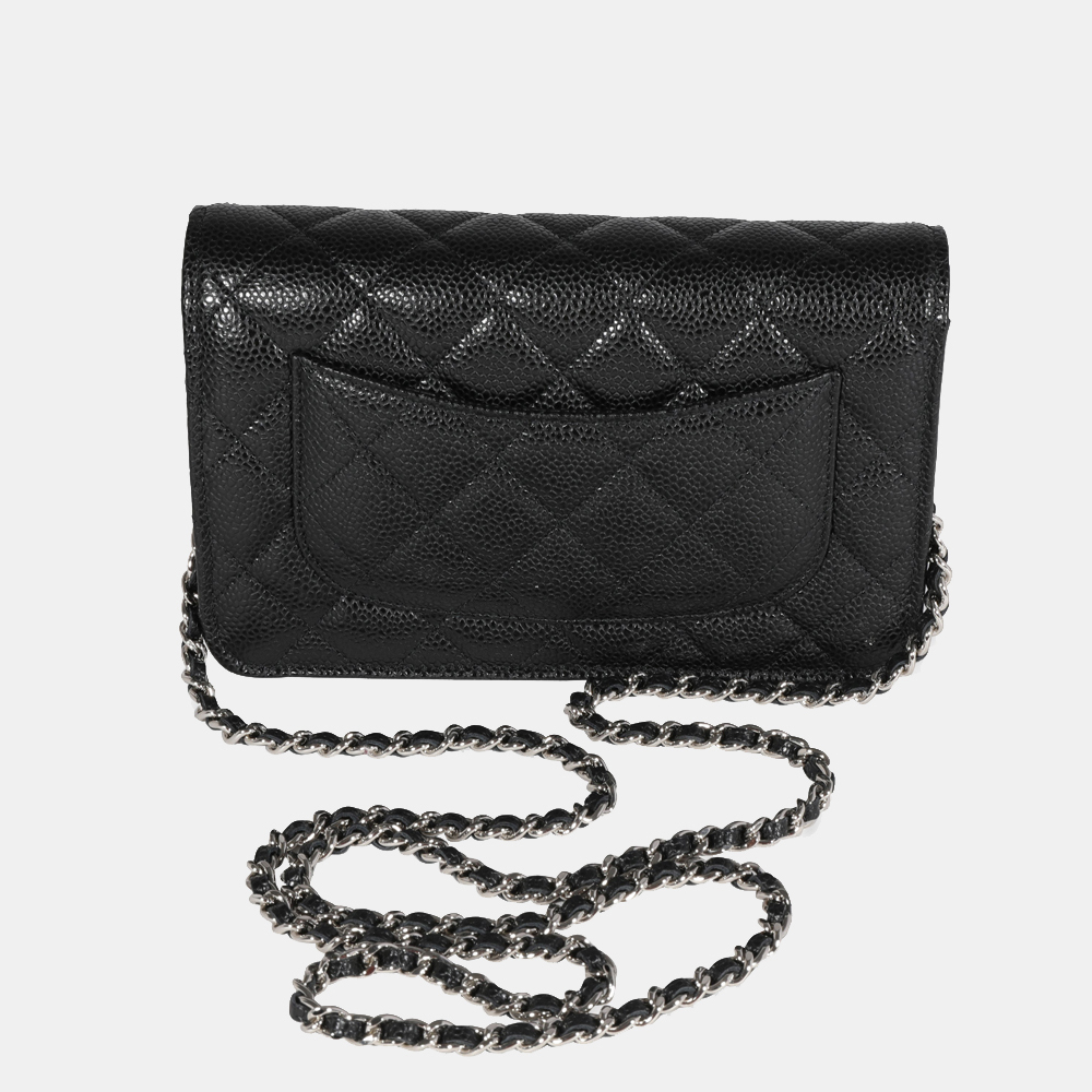 

Chanel Black Quilted Caviar Leather Chain Wallet