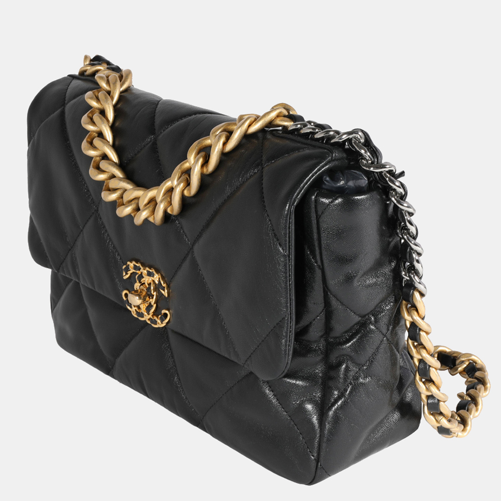 

Chanel Black Quilted Lambskin Leather Chanel 19 Large Flap Shoulder Bag