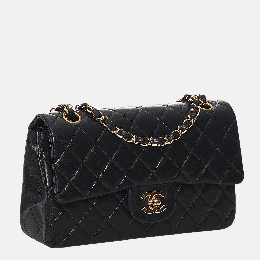 

Chanel Black Small Classic Lambskin Leather Double Flap Bag