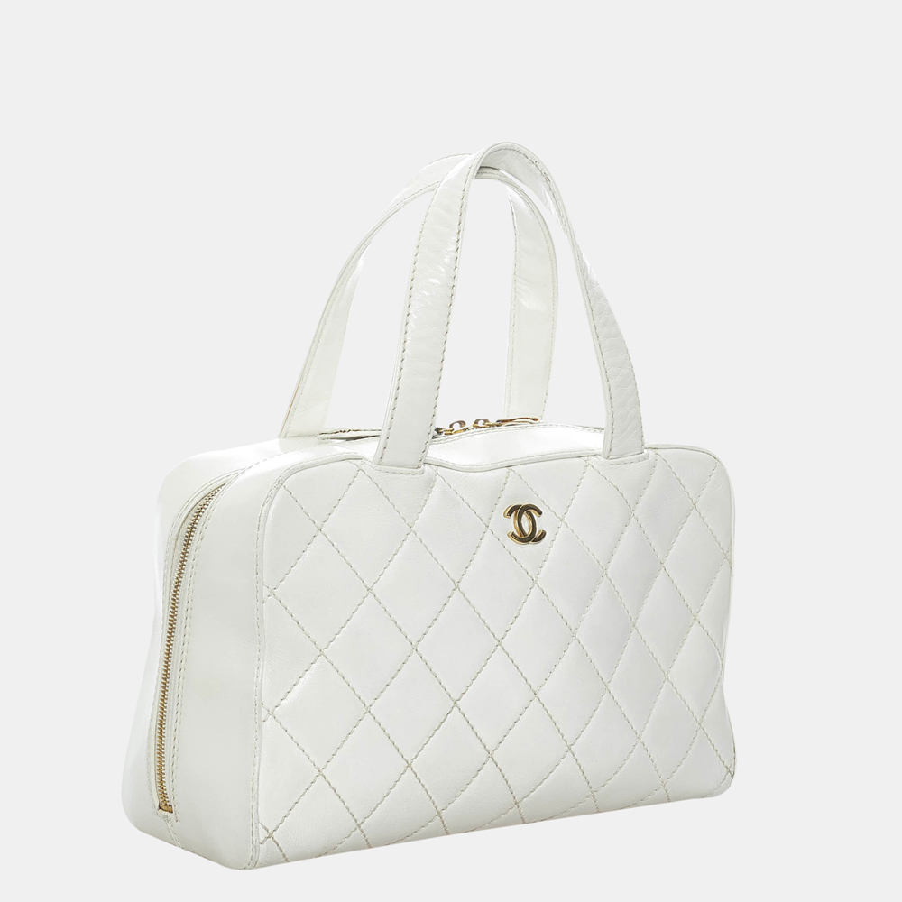 

Chanel White Wild Stitch Leather Handbag