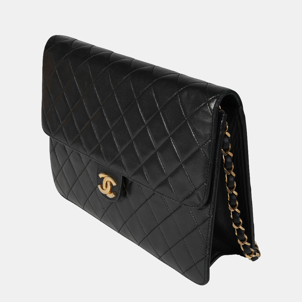 

Chanel Black Quilted Lambskin Leather Vintage CC Single Flap Shoulder Bag