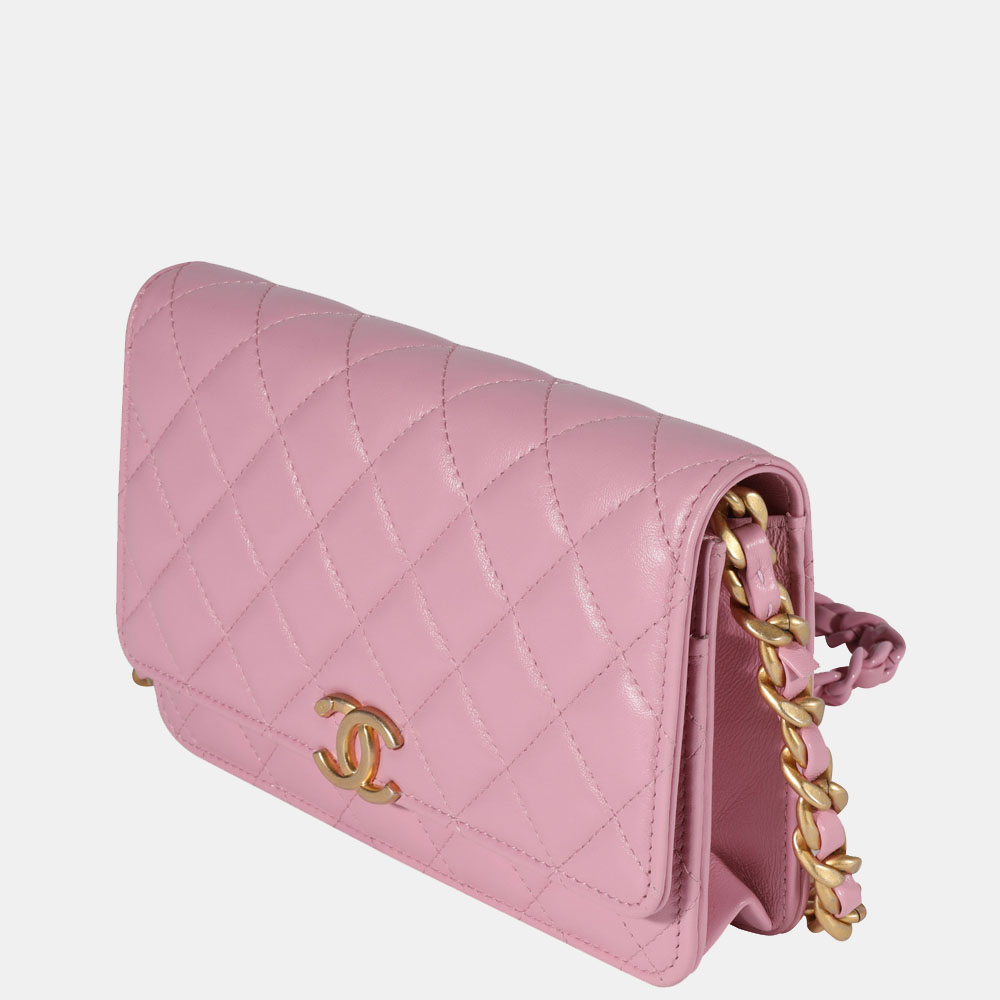 

Chanel Pink Quilted Lambskin Leather Chain Wallet