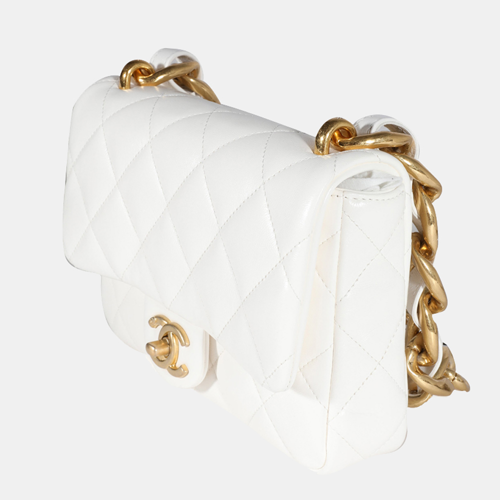 

Chanel White Quilted Lambskin Leather Small Funky Town Flap Shoulder Bag