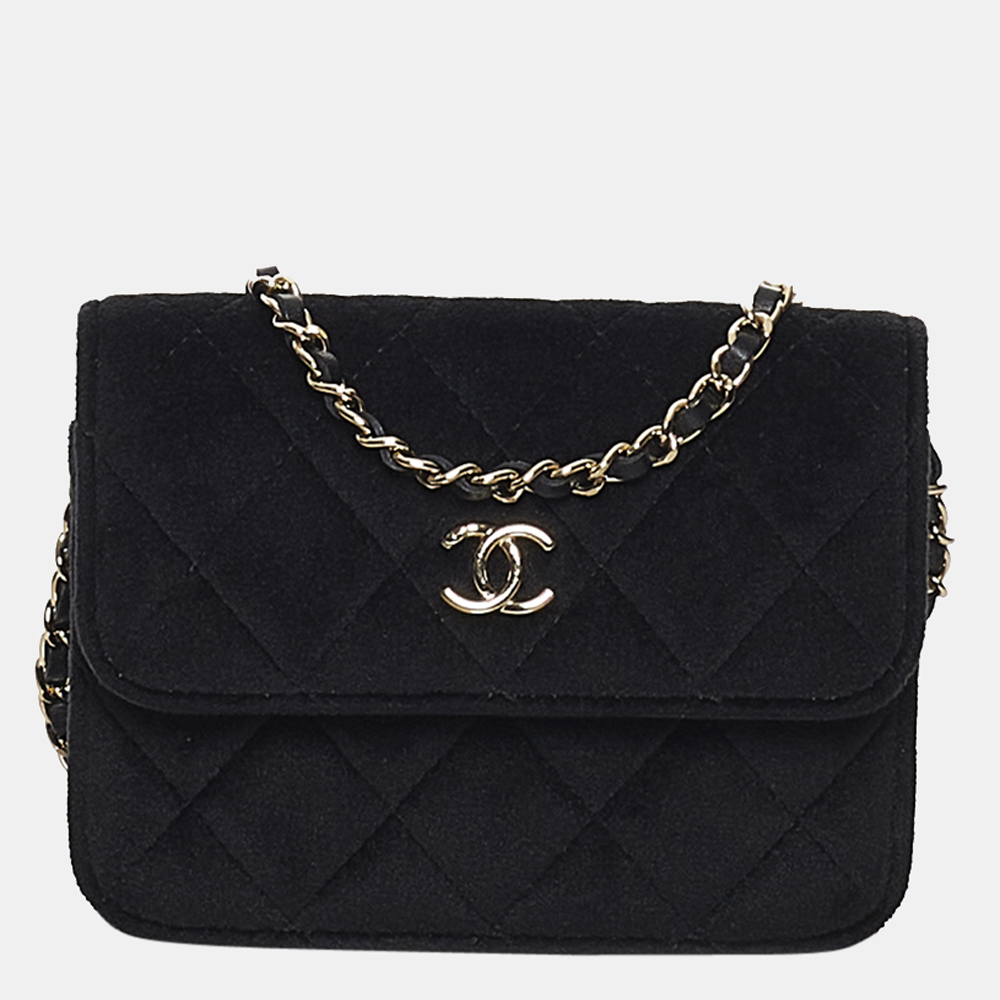 

Chanel Black Matelasse Velvet Pearl Crush Flap Bag