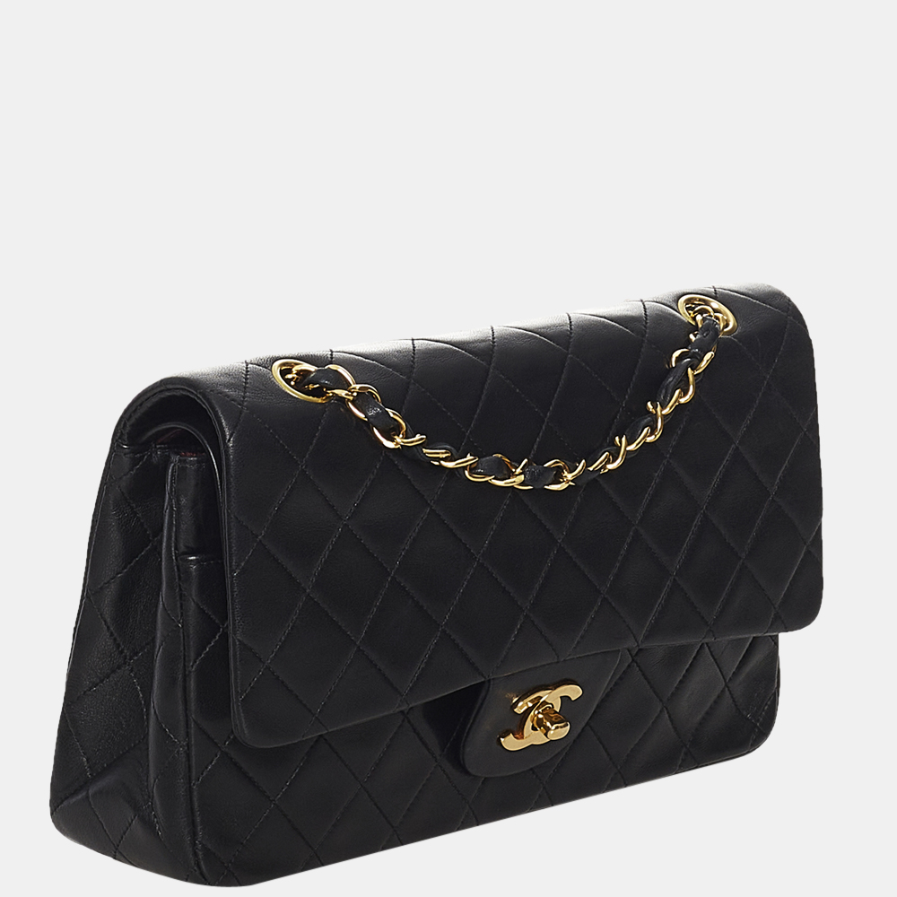 

Chanel Black Classic Medium Lambskin Double Flap Bag