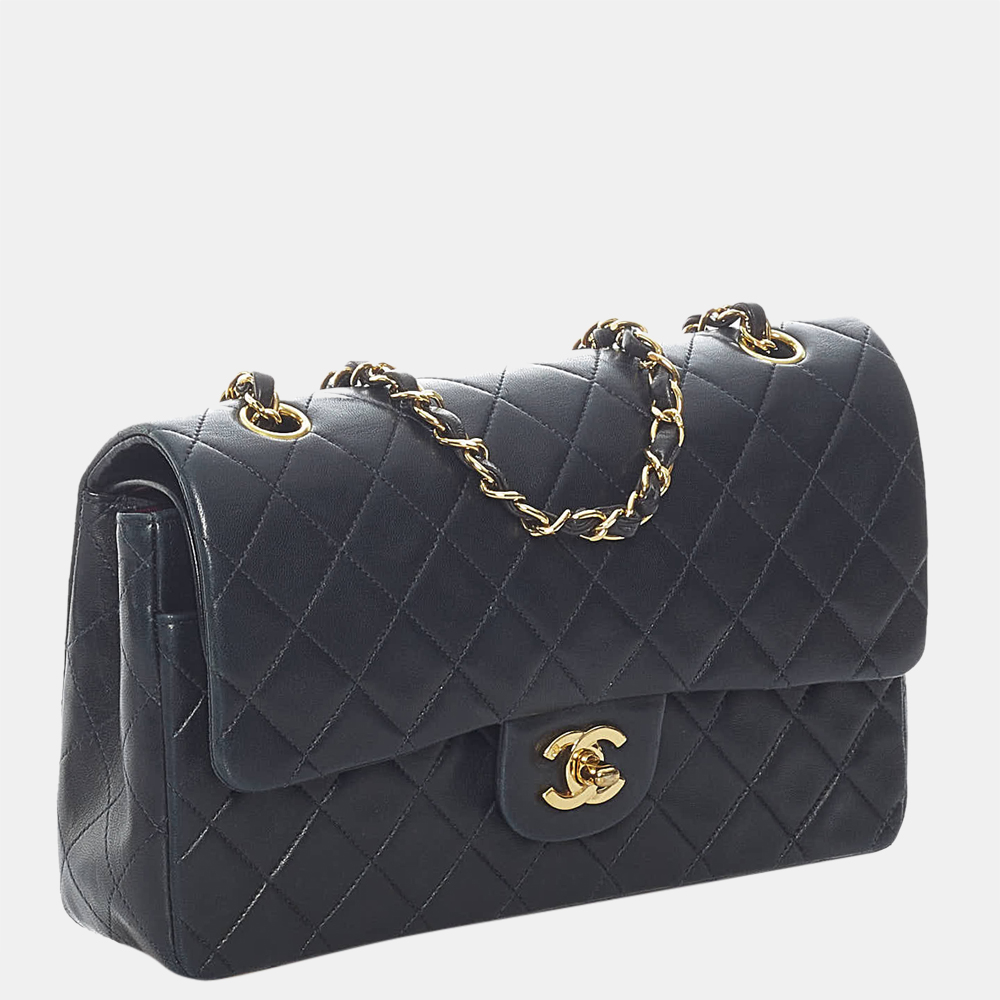 

Chanel Black Classic Medium Lambskin Double Flap Bag