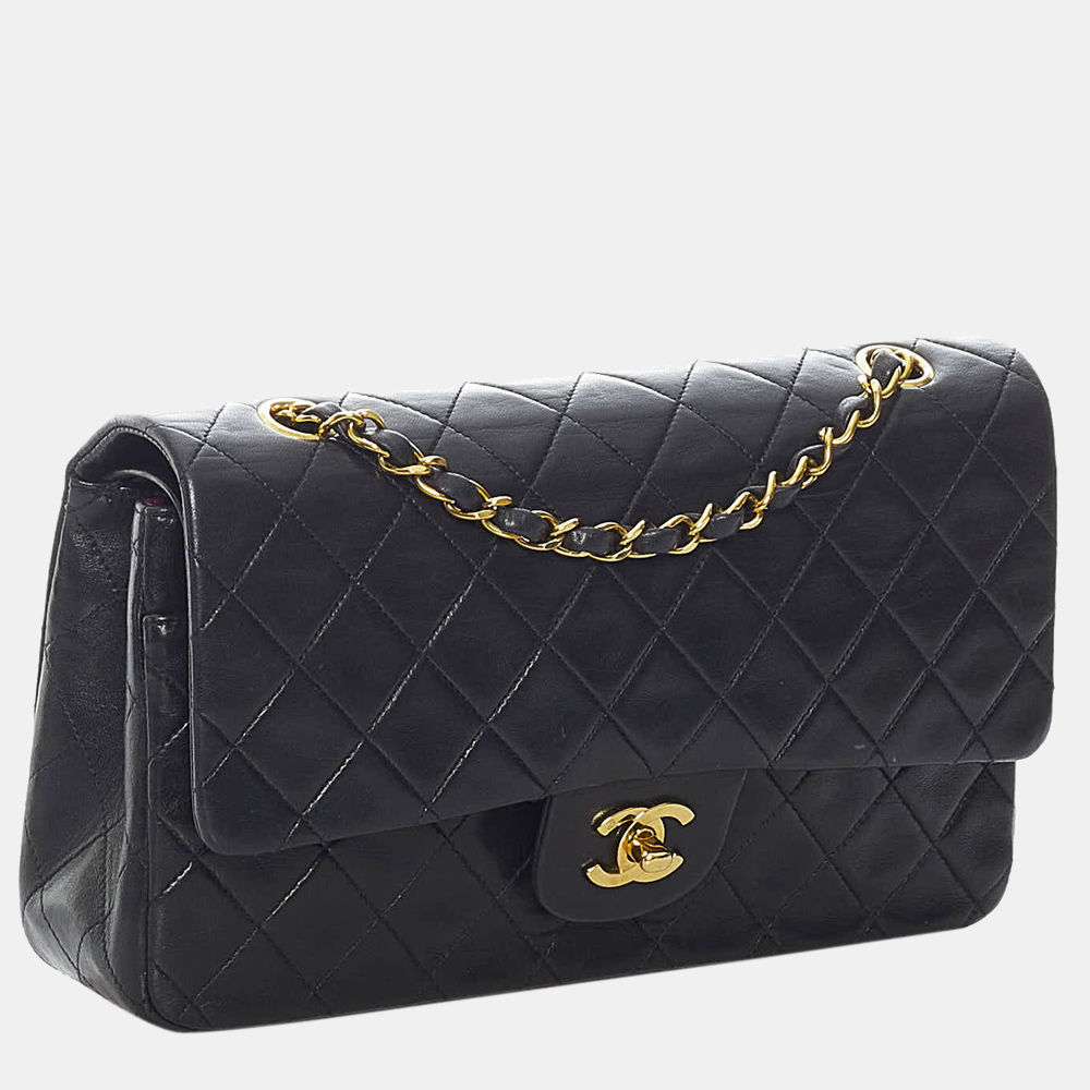 

Chanel Black Classic Medium Lambskin Double Flap Bag