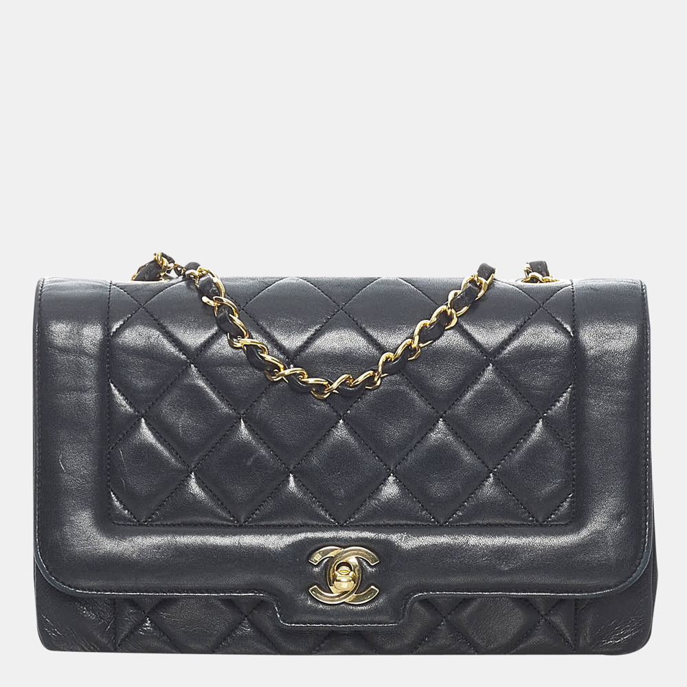 

Chanel Black Diana Flap Lambskin Leather Crossbody Bag