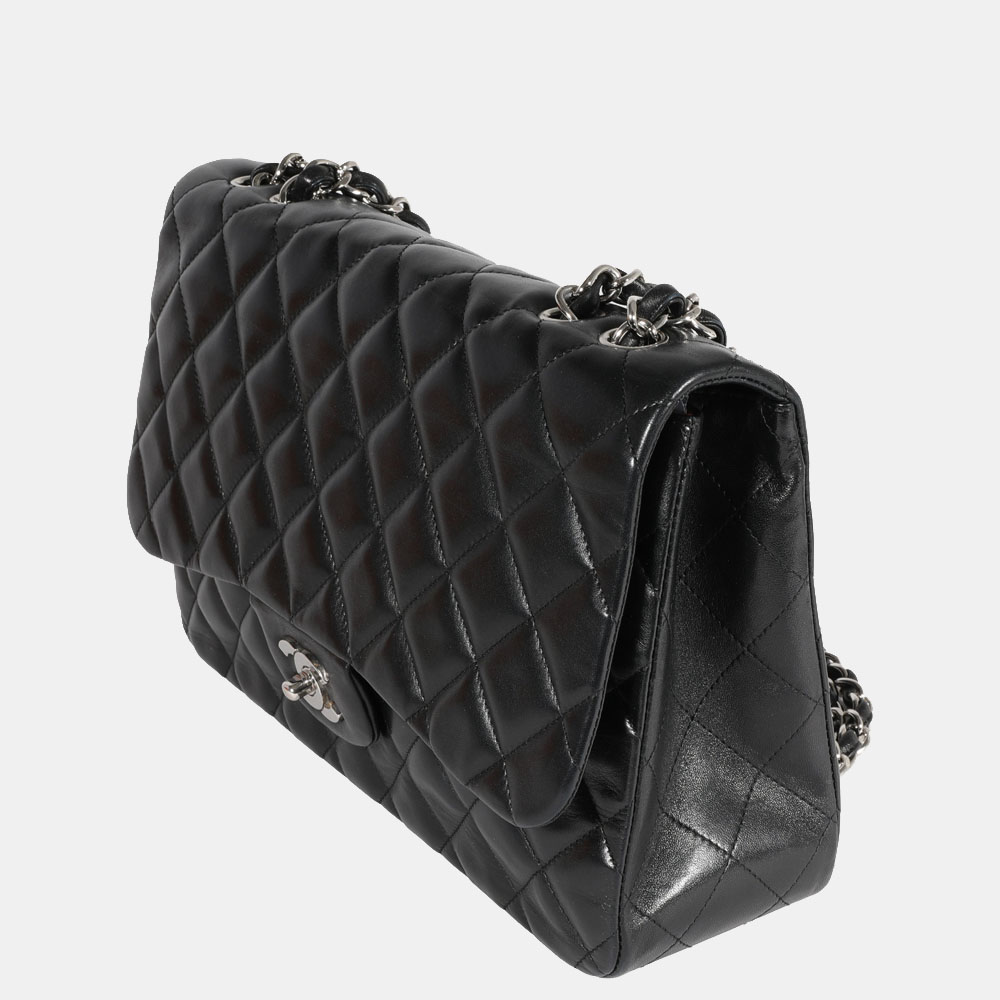 

Chanel Black Quilted Lambskin Leather Jumbo Classic Single Flap Shoulder Bag