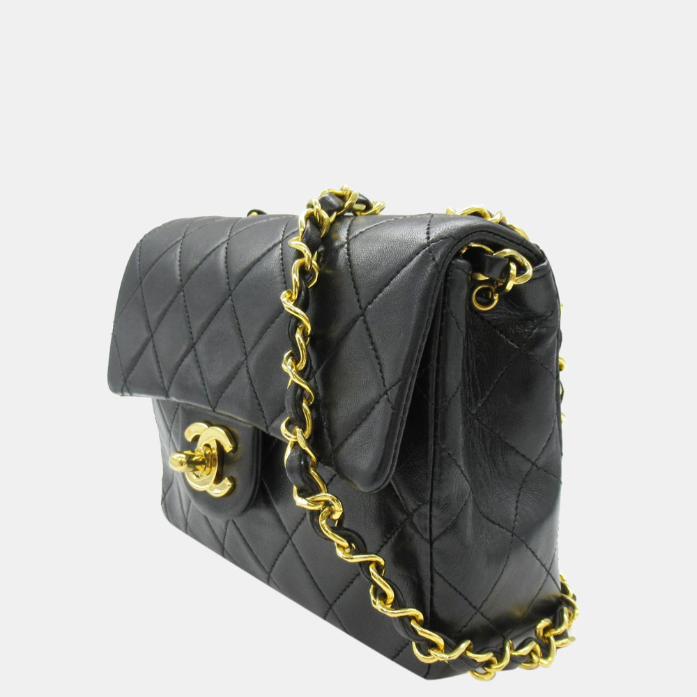 

Chanel Black Caviar Leather Mini Square Classic Single Flap Shoulder Bag