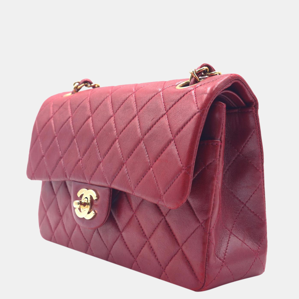 

Chanel Red Leather Small Classic Double Flap Shoulder Bag