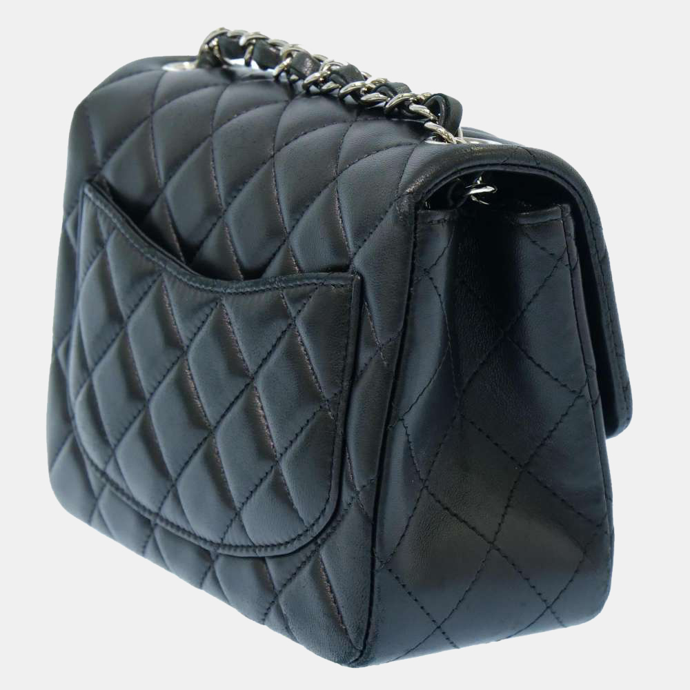 

Chanel Black Lambskin Leather Classic Mini Square Single Flap Shoulder Bag