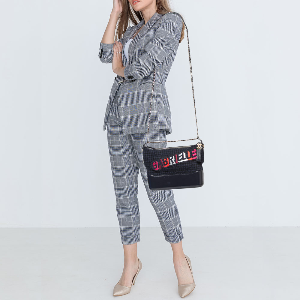 

Chanel Black/Blue Tweed And Leather Gabrielle Shoulder Bag