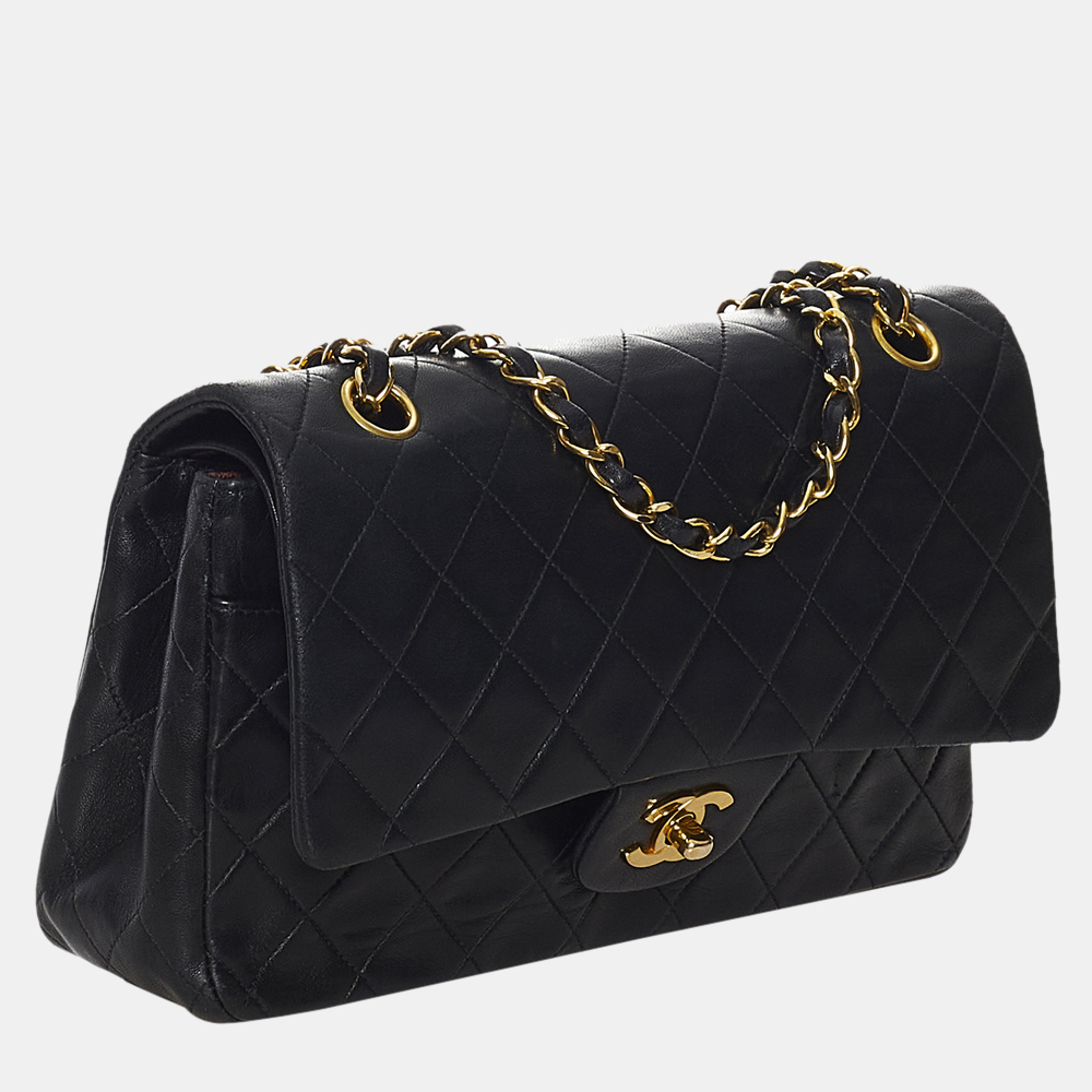 

Chanel Black Classic Medium Lambskin Double Flap Bag