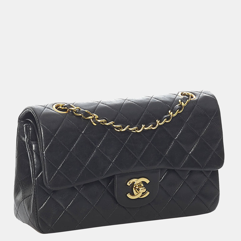 

Chanel Black Small Classic Lambskin Leather Double Flap Bag