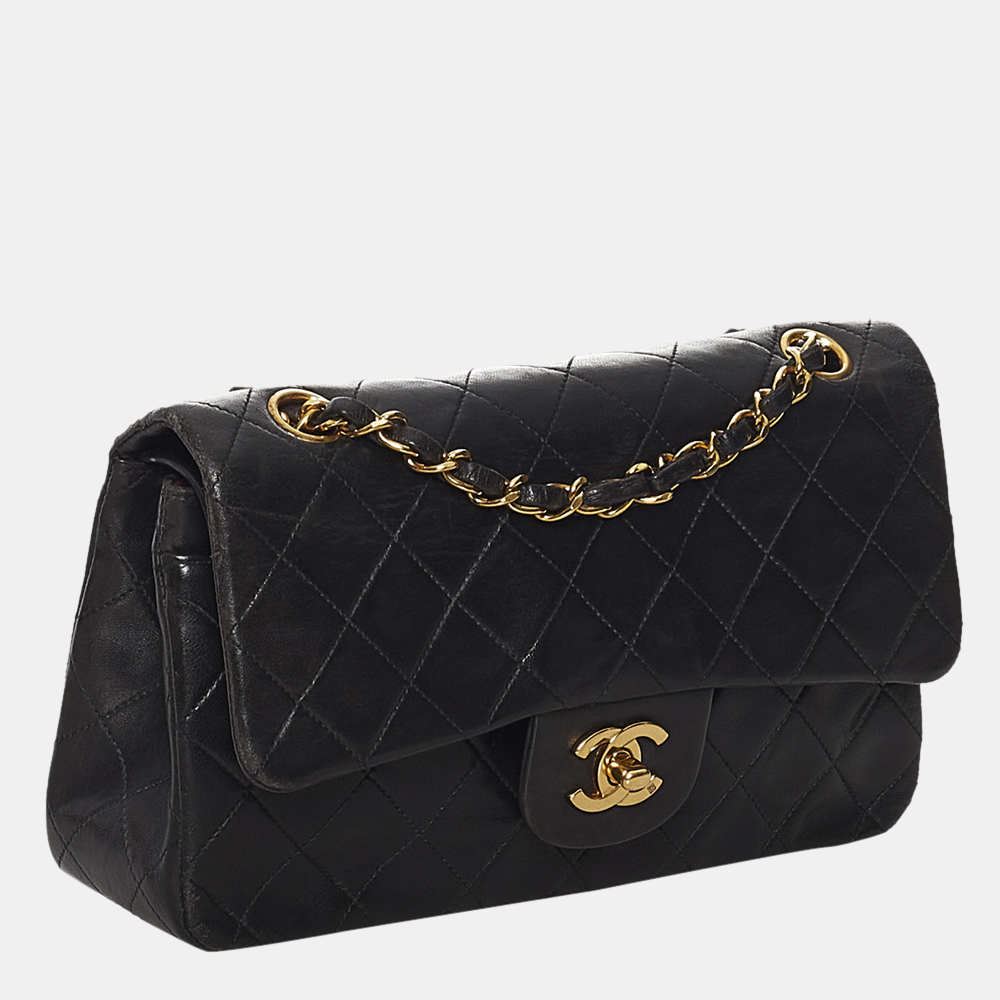 

Chanel Black Small Classic Lambskin Leather Double Flap Bag