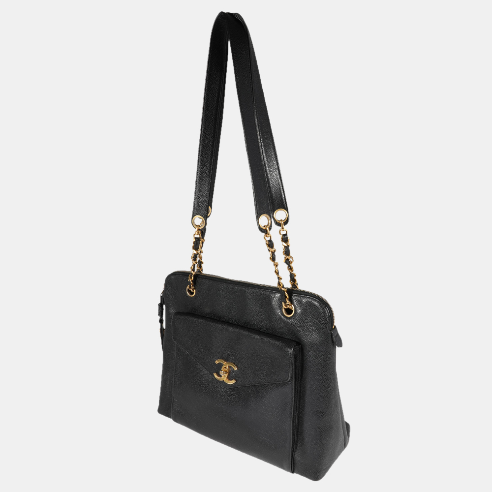 

Chanel Black Caviar Leather CC Vintage Shoulder Bag