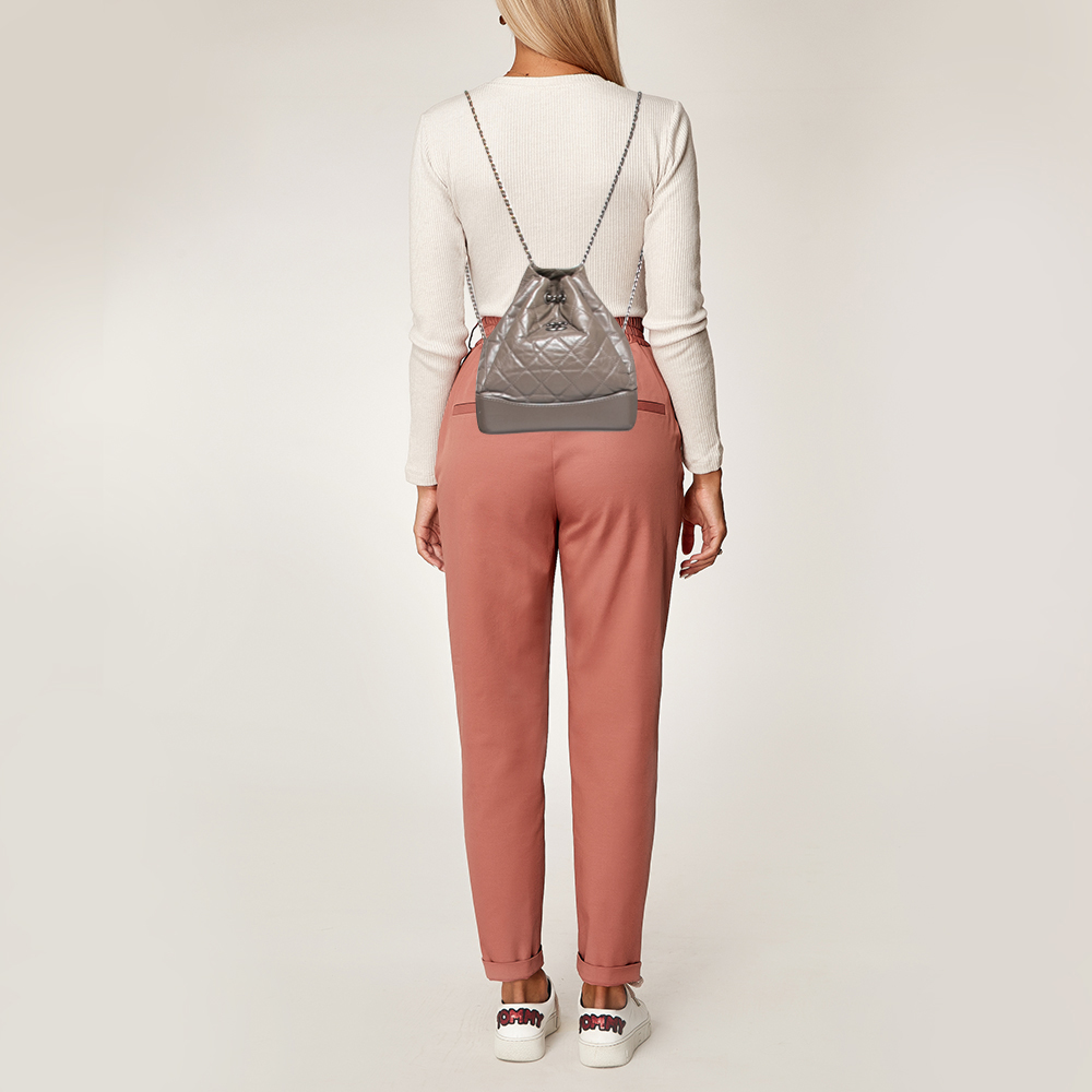 

Chanel Taupe Leather Small Gabrielle Backpack, Grey