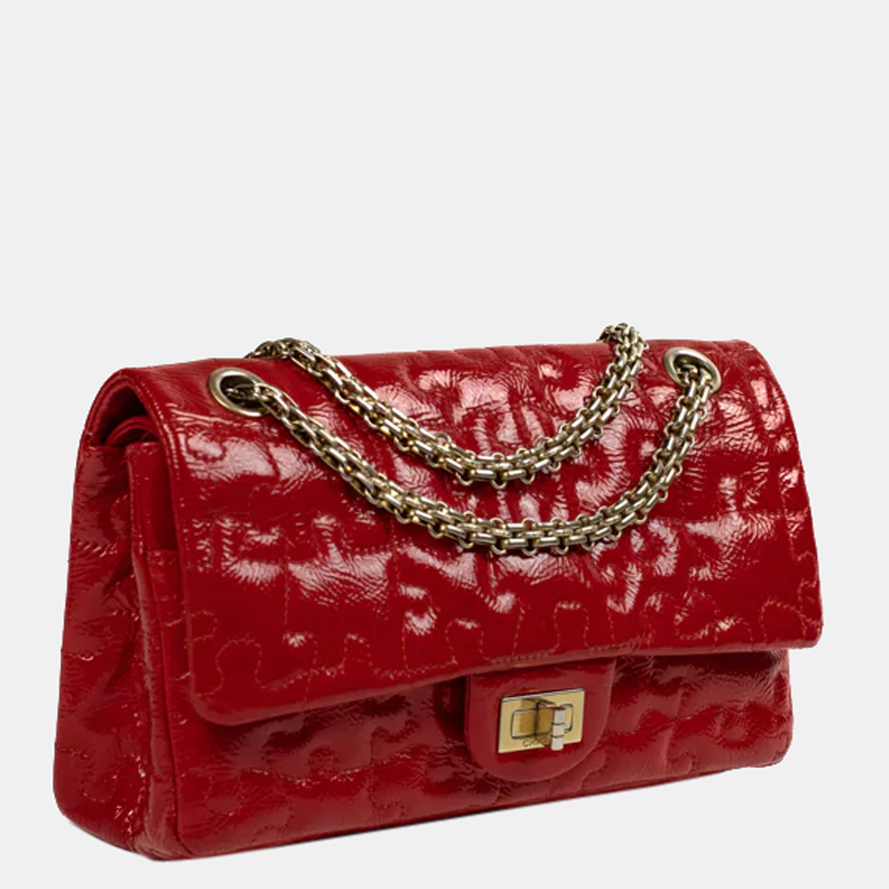 

Chanel Red Patent Leather Reissue 2.55 Classic 226 Puzzle Flap Shoulder Bag