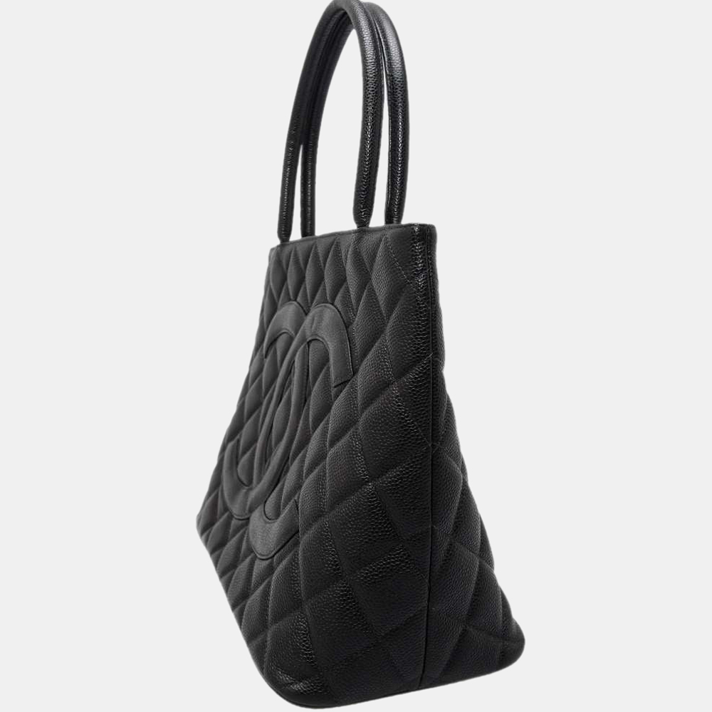 

Chanel Black Caviar Leather Medallion Tote Bag