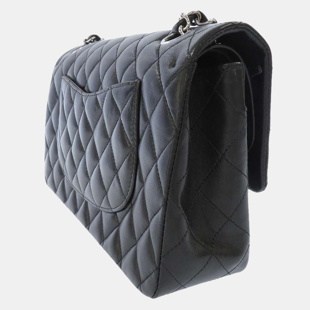 

Chanel Black Lambskin Leather Double Flap Chain Shoulder Bag