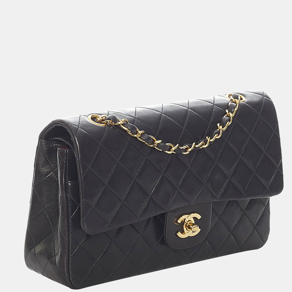 

Chanel Black Small Classic Lambskin Leather Double Flap Bag