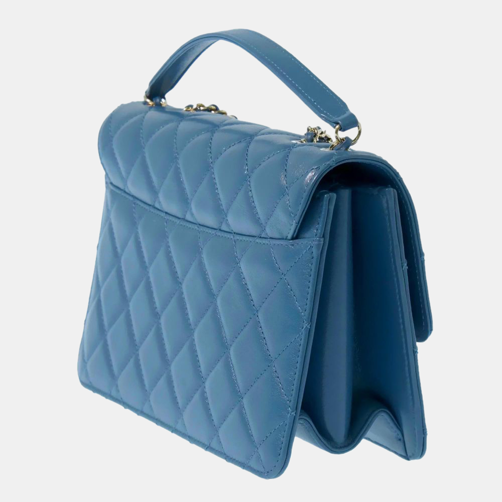 

Chanel Blue Lambskin Leather Beauty Lock Flap Shoulder Bag
