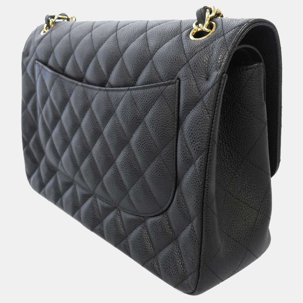 

Chanel Black Caviar Leather Classic Jumbo Double Flap Shoulder Bag