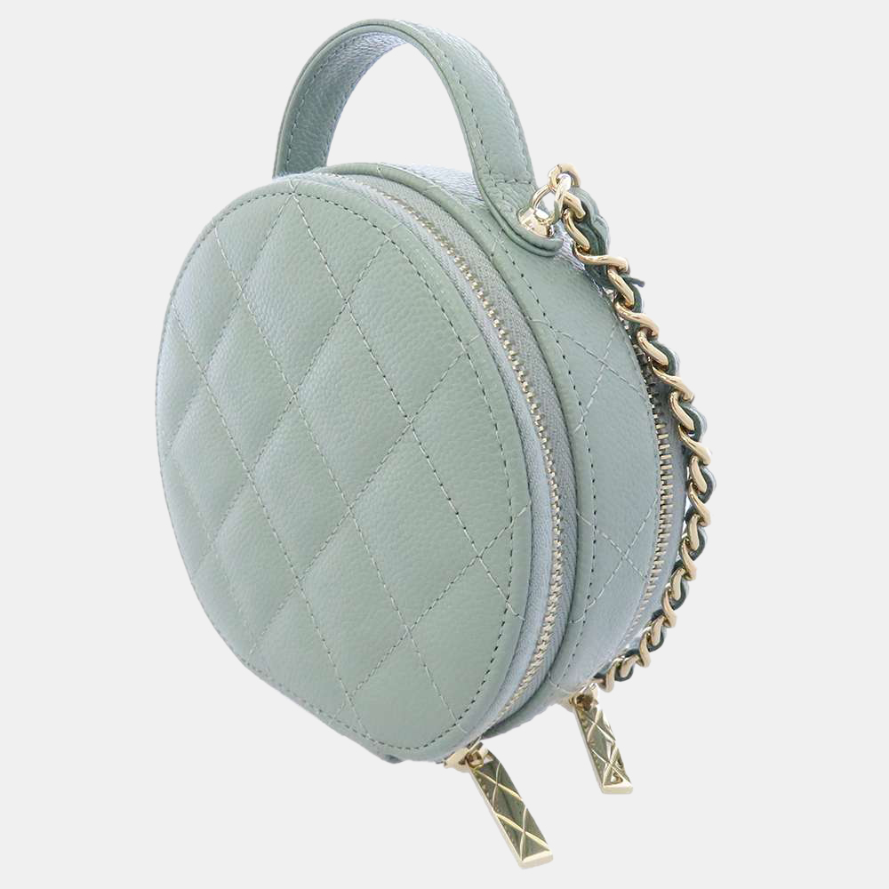 

Chanel Green Caviar Leather Round Clutch Bag