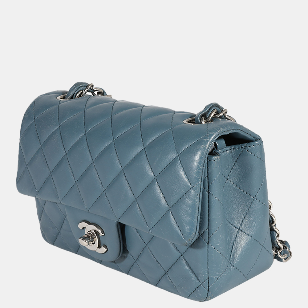

Chanel Blue Quilted Lambskin Mini Classic Flap Bag