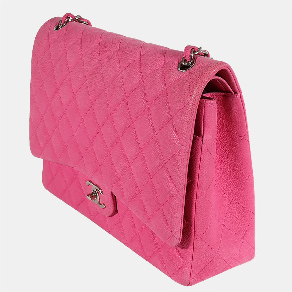 

Chanel Pink Quilted Matte Caviar Maxi Classic Double Flap Bag