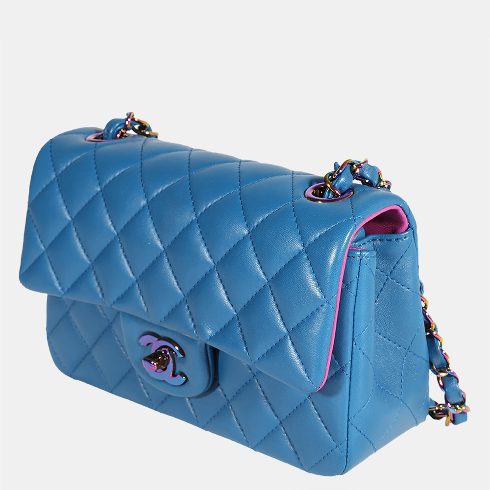 

Chanel Blue Rainbow Quilted Lambskin Rectangular Mini Classic Flap Bag