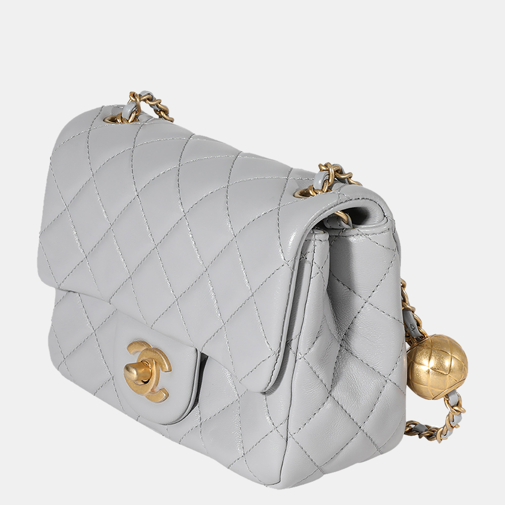 

Chanel Grey Quilted Lambskin Mini Square Pearl Crush Flap Bag