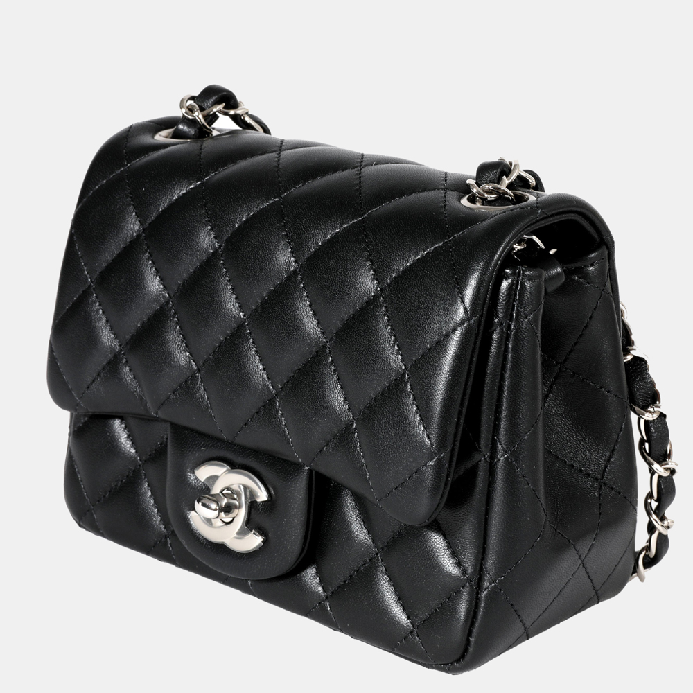 

Chanel Black Quilted Lambskin Leather Mini Square Classic Flap Shoulder Bag