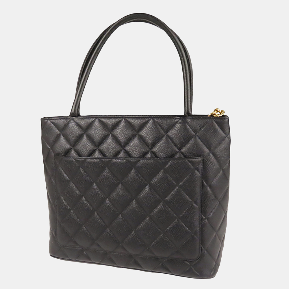 

Chanel Black Medallion Caviar Leather Tote Bag