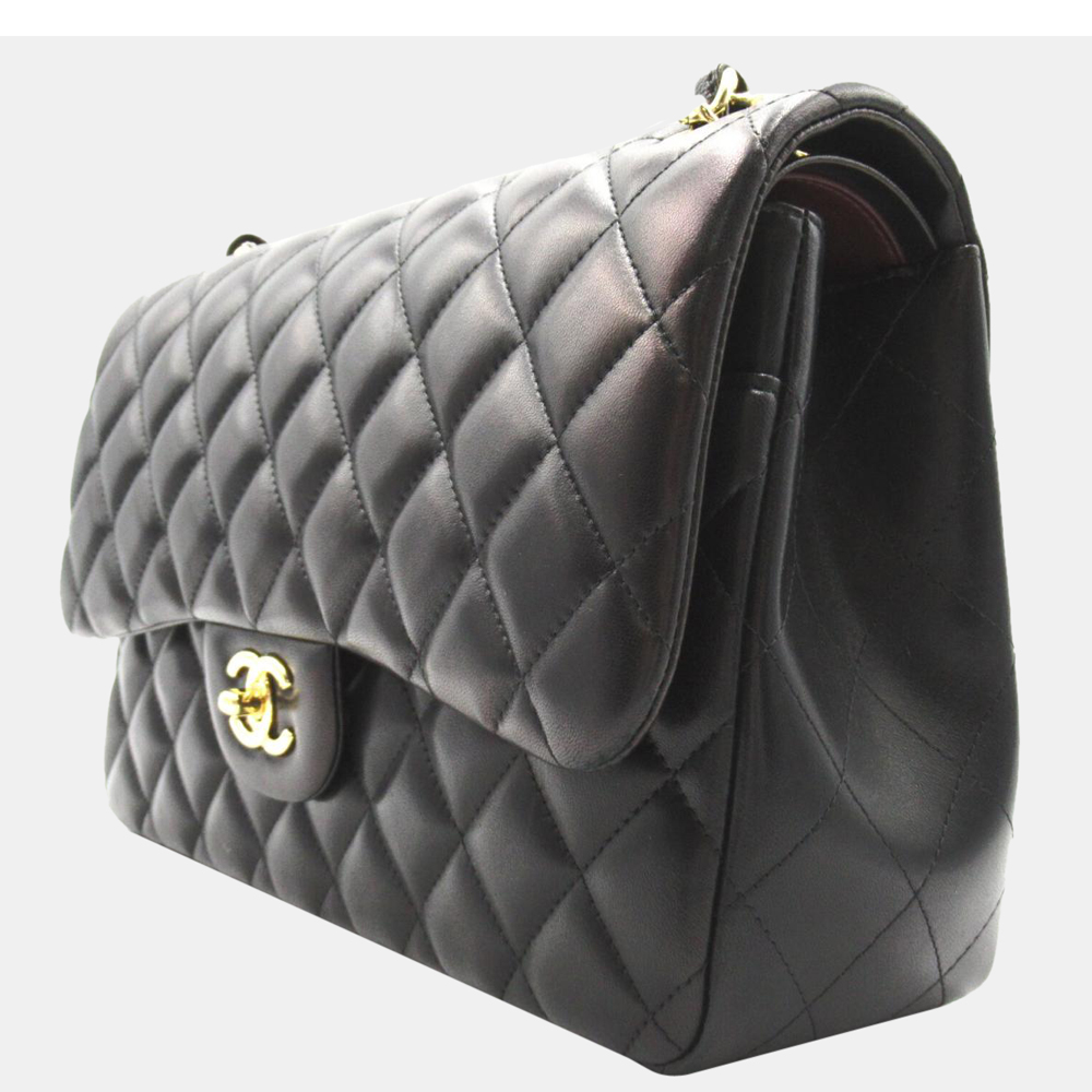 

Chanel Black Leather Jumbo Classic Double Flap Bag