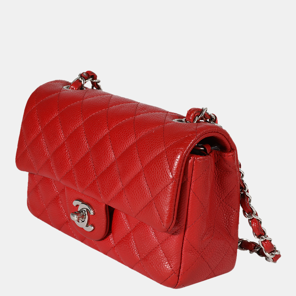 

Chanel Red Quilted Caviar Mini Rectangular Classic Flap bag